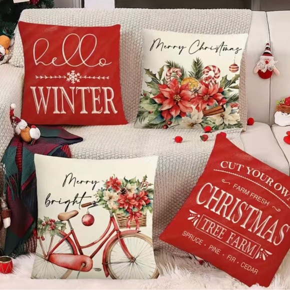 4pcs Christmas Pillowcases,17.7x17.7 Inch, Set Of 4, Pillow Inserts Not Included - Picture 2 of 8
